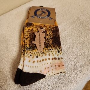 Printed Crew Socks - Yellow/Brown